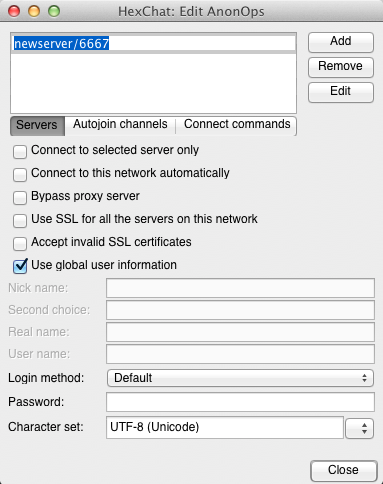 Hexchat setup example